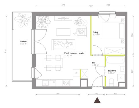 Plan 2 pok. 45m²