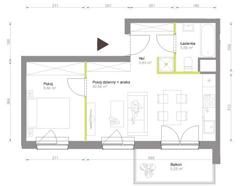 Plan 2 pok. 38m²