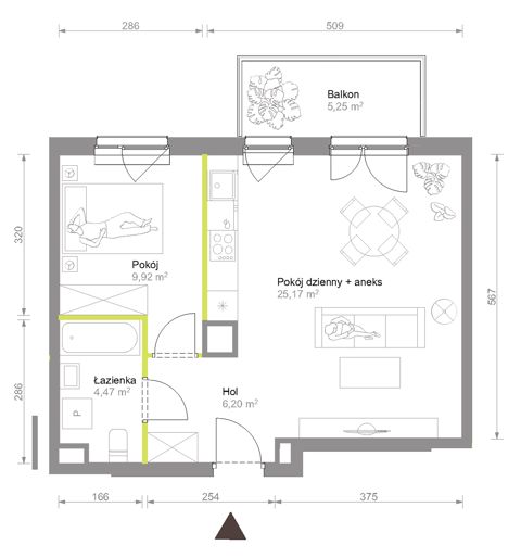 Plan 2 pok. 46m²