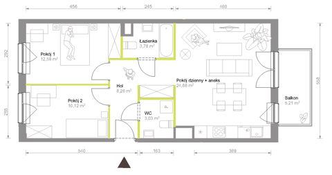 Plan 3 pok. 63m²