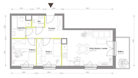 Plan 3 pok. 57m²