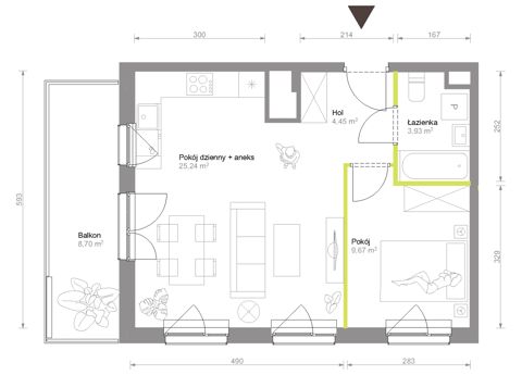 Plan 2 pok. 43m²