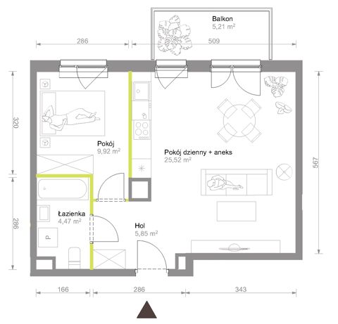 Plan 2 pok. 46m²