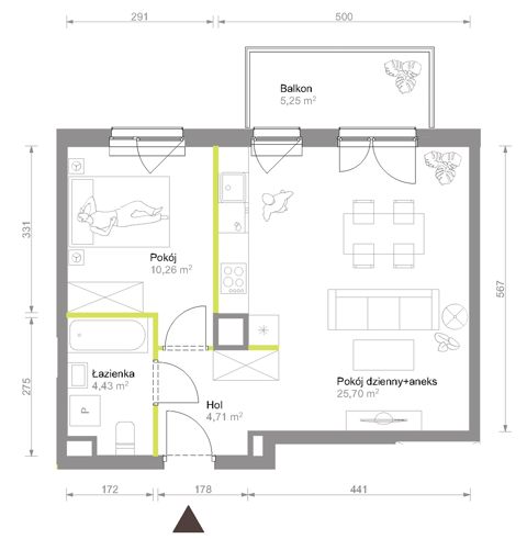 Plan 2 pok. 45m²