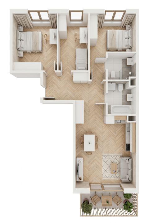 Plan 4 pok. 76m²