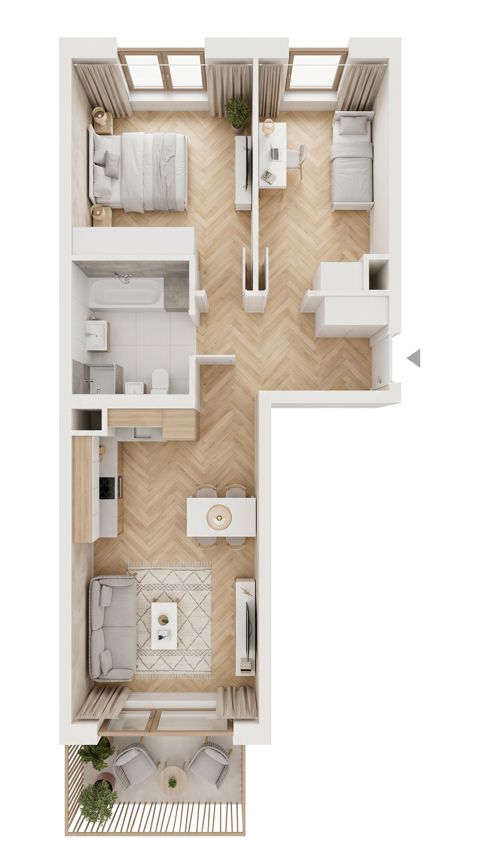 Plan 3 pok. 57m²