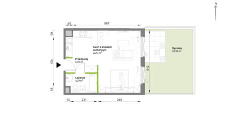 Plan 1 pok. 34m²