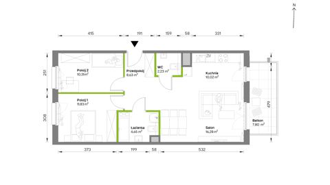 Plan 3 pok. 64m²