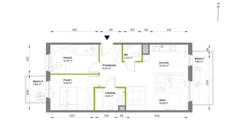 Plan 3 pok. 64m²