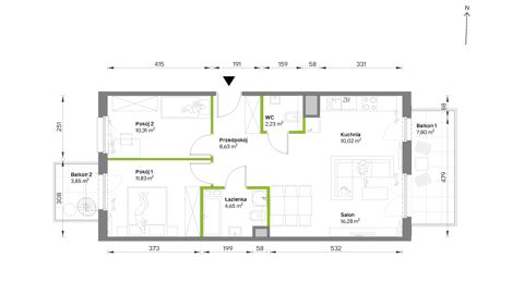 Plan 3 pok. 64m²