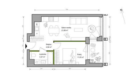 Plan 2 pok. 42m²