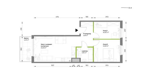 Plan 3 pok. 59m²