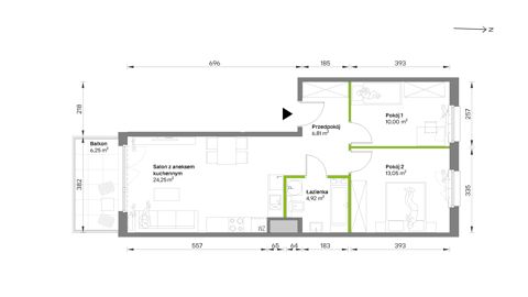 Plan 3 pok. 59m²