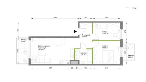 Plan 3 pok. 59m²