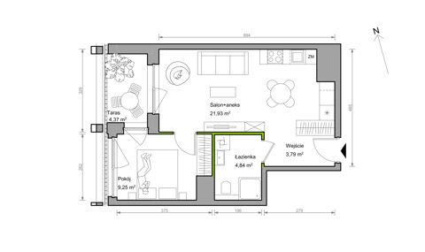 Plan 2 pok. 40m²