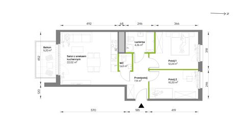 Plan 3 pok. 57m²