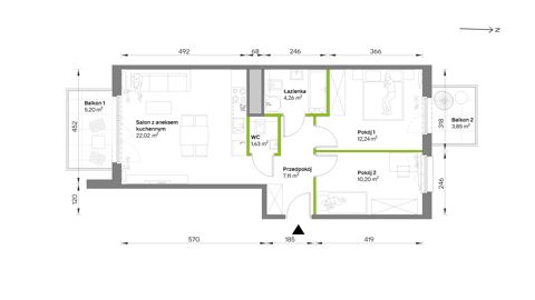 Plan 3 pok. 57m²