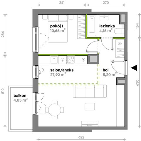 Plan 2 pok. 48m²