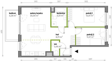 Plan 3 pok. 63m²