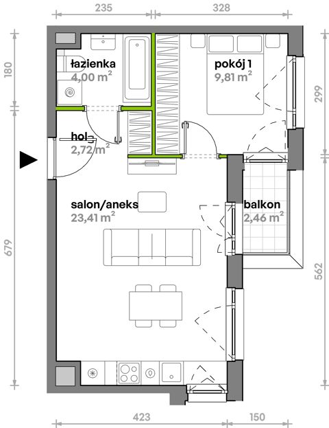 Plan 2 pok. 40m²