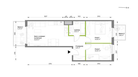 Plan 3 pok. 59m²