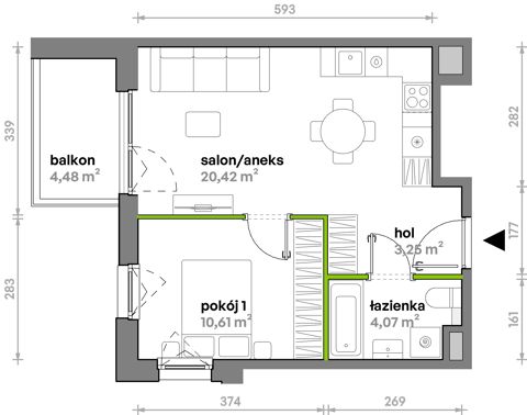 Plan 2 pok. 38m²