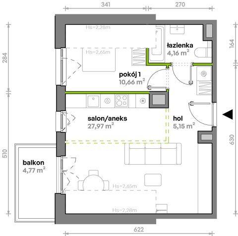 Plan 2 pok. 48m²