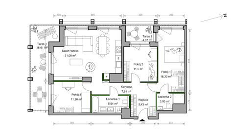 Plan 4 pok. 93m²