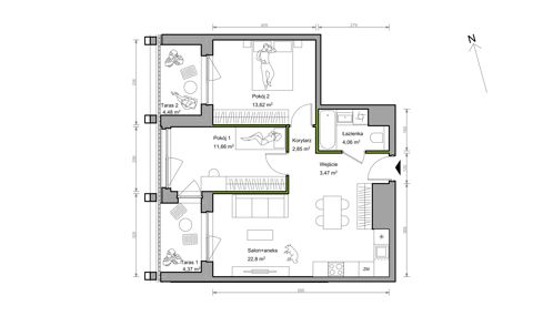 Plan 3 pok. 58m²