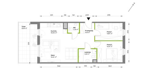Plan 3 pok. 64m²