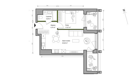 Plan 2 pok. 45m²