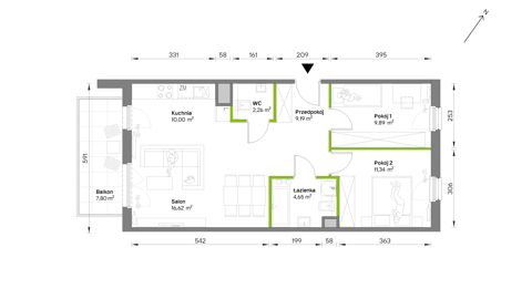 Plan 3 pok. 64m²