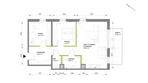 Plan 3 pok. 68m²