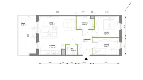 Plan 3 pok. 64m²