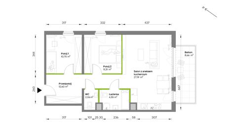 Plan 3 pok. 68m²
