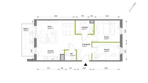 Plan 3 pok. 64m²