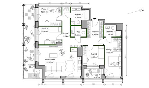 Plan 5 pok. 111m²