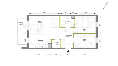 Plan 3 pok. 64m²
