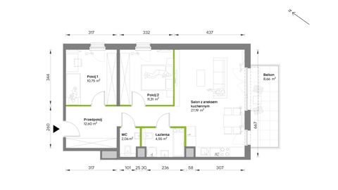 Plan 3 pok. 68m²