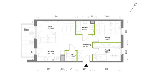 Plan 3 pok. 64m²