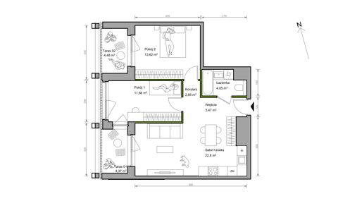 Plan 3 pok. 58m²