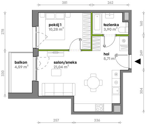 Plan 2 pok. 41m²