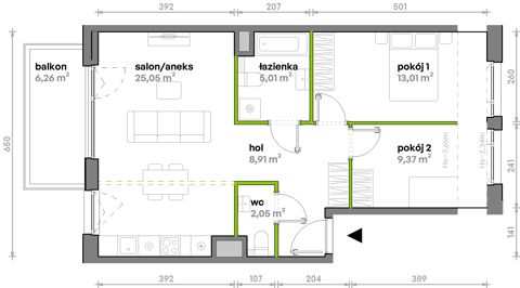 Plan 3 pok. 63m²