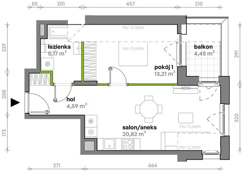 Plan 2 pok. 44m²