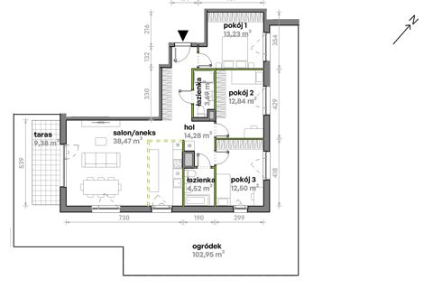Plan 4 pok. 100m²