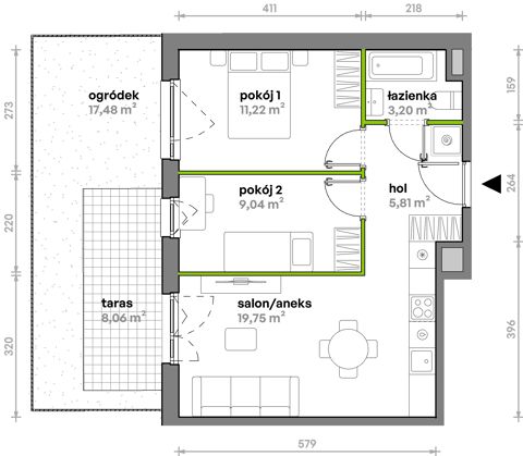 Plan 3 pok. 49m²
