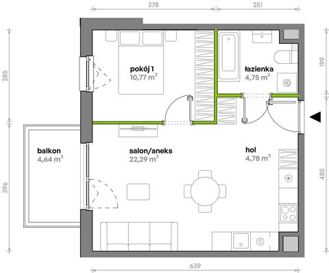 Plan 2 pok. 43m²