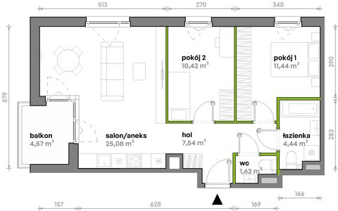 Plan 3 pok. 61m²