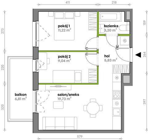 Plan 3 pok. 49m²