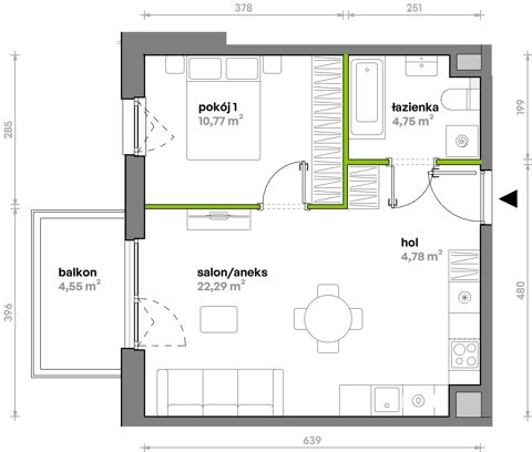Plan 2 pok. 43m²